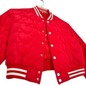 Red Heart Quilted Bomber Jacket